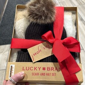 Lucky Brand Brown Hat with Pom Pom
